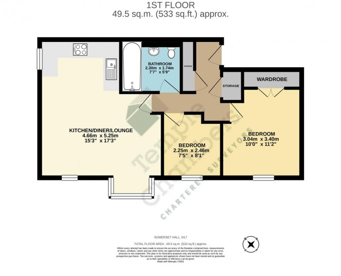 Floorplan for Somerset Hall, Creighton Road, London