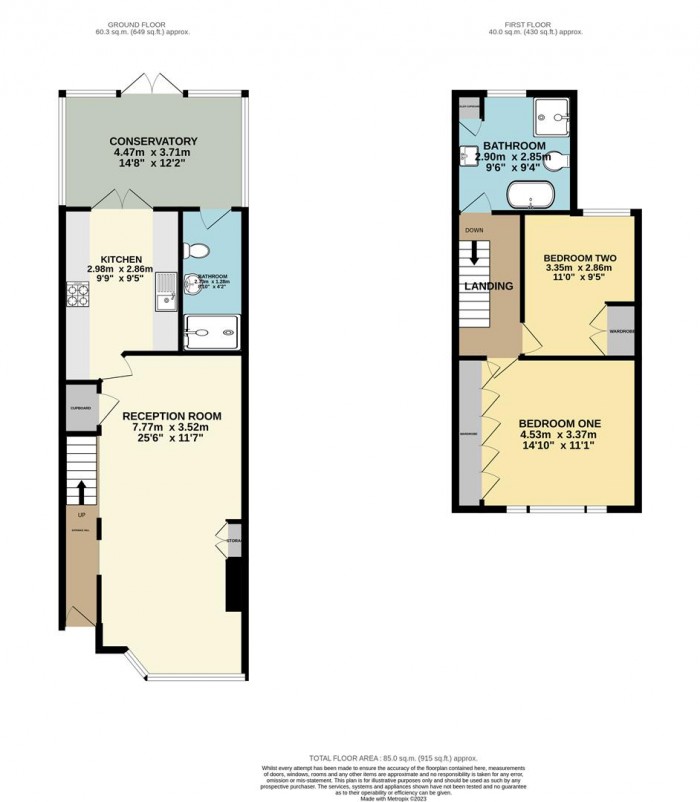 Floorplan for Pentire Road, London