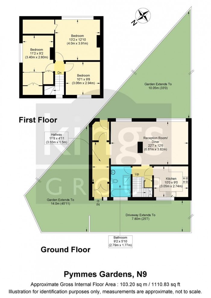 Floorplan for Pymmes Gardens South, Edmonton, N9