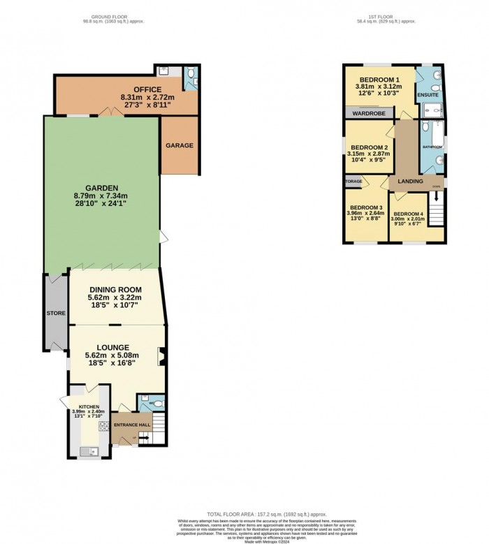 Floorplan for Rainer Close, Cheshunt, Waltham Cross