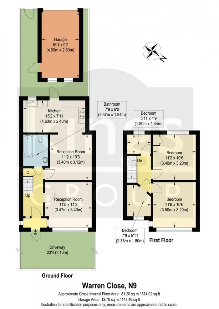 Floorplan for Warren Close, Edmonton, N9