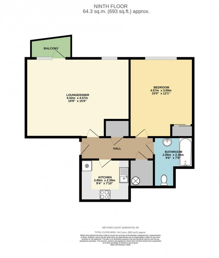 Floorplan for Methven Court, Edmonton, N9