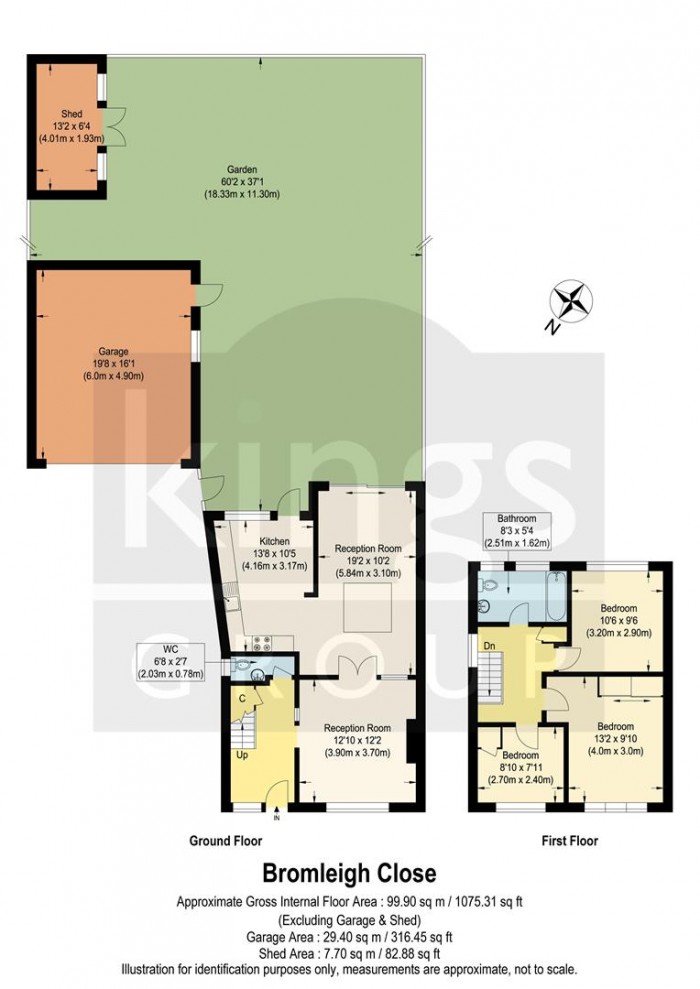 Floorplan for Bromleigh Close, Cheshunt, Waltham Cross