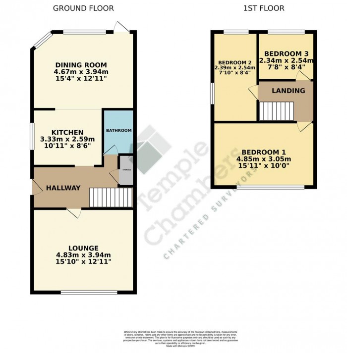 Floorplan for Ousden Drive, Cheshunt, Herts, EN8