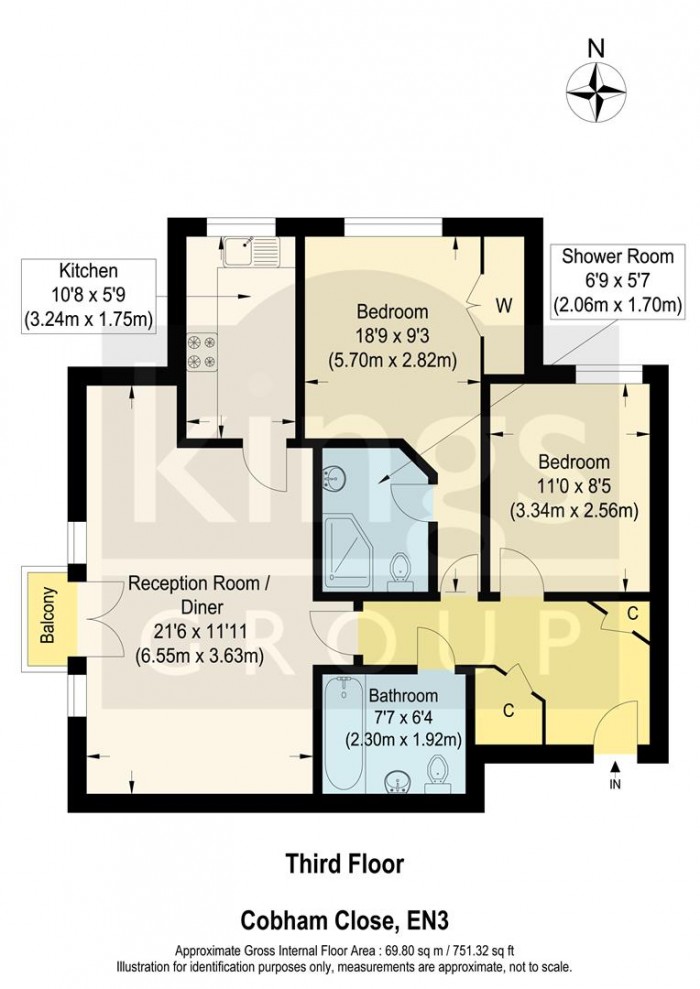 Floorplan for Cobham Close, Enfield