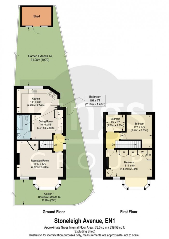 Floorplan for Stoneleigh Avenue, Enfield