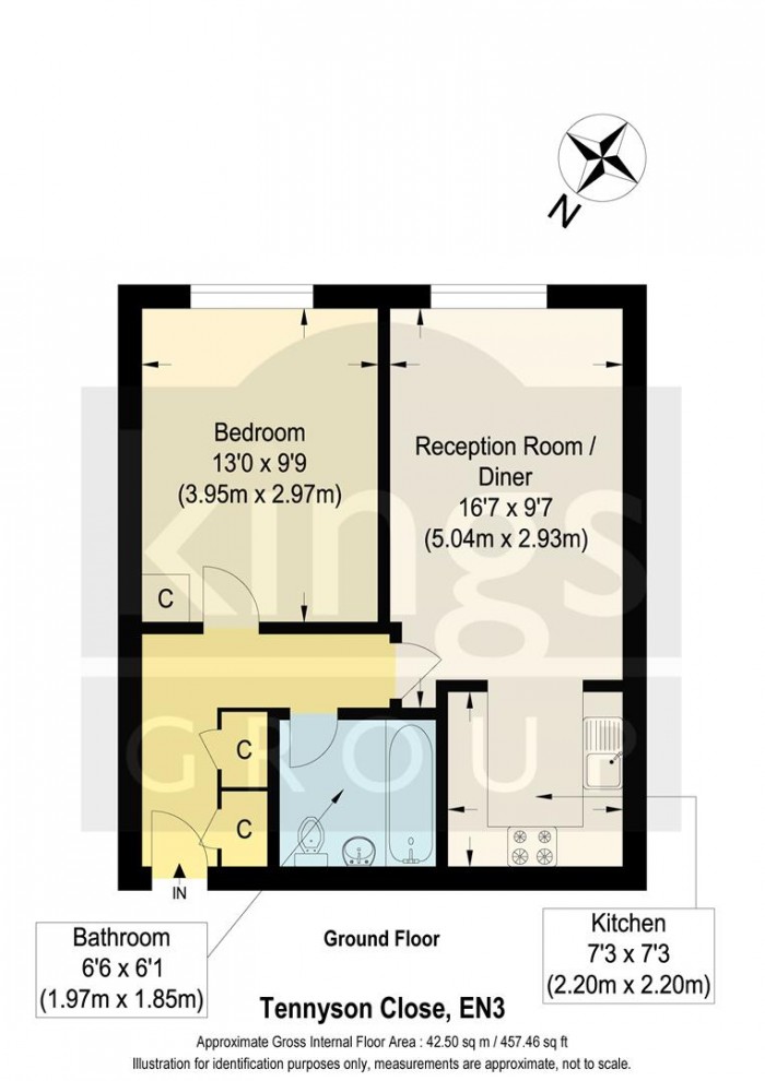 Floorplan for Tennyson Close, Scotland Green Road, Enfield