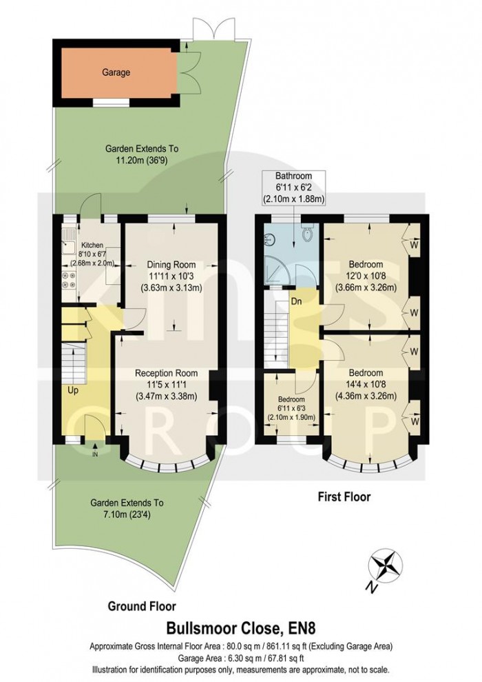Floorplan for Bullsmoor Close, Waltham Cross