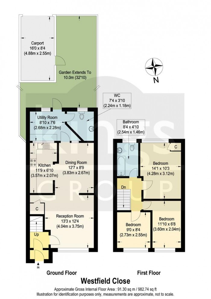 Floorplan for Westfield Close, Waltham Cross, Herts, EN8