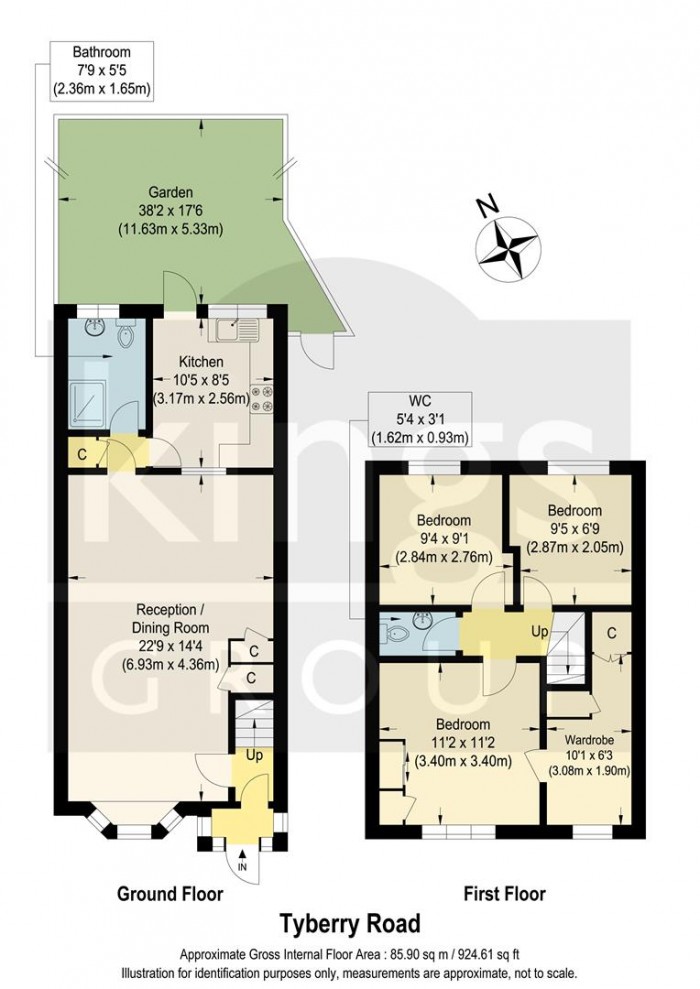 Floorplan for Tyberry Road, Enfield