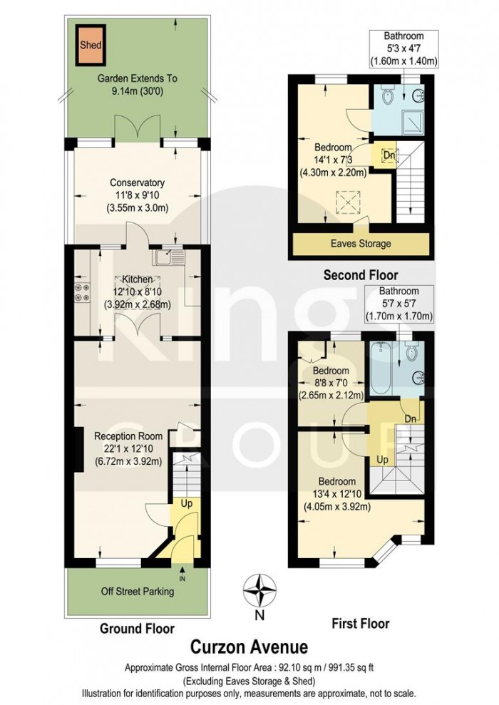 Floorplan for Curzon Avenue, Enfield