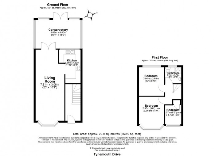 Floorplan for Tynemouth Drive, Enfield