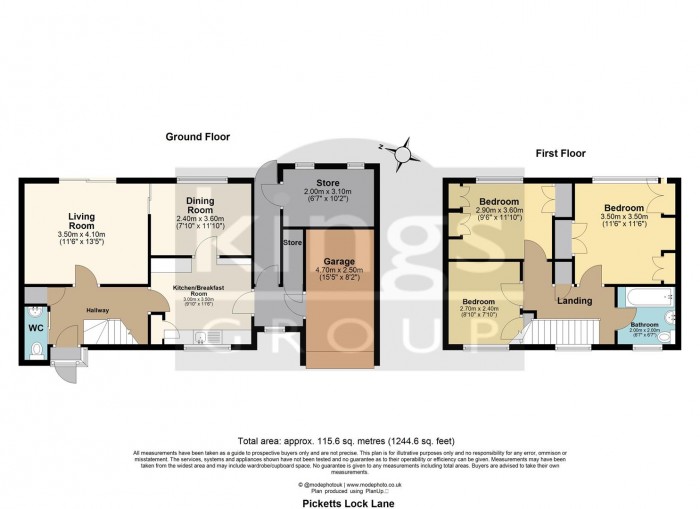 Floorplan for Picketts Lock Lane, Edmonton, N9
