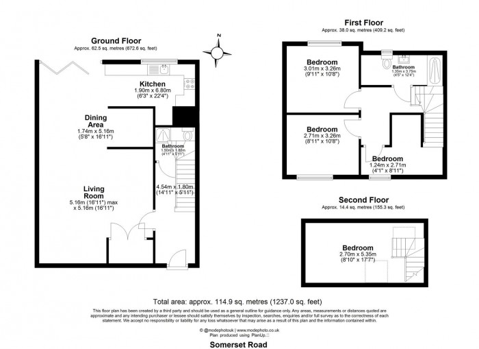 Floorplan for Somerset Road, Enfield