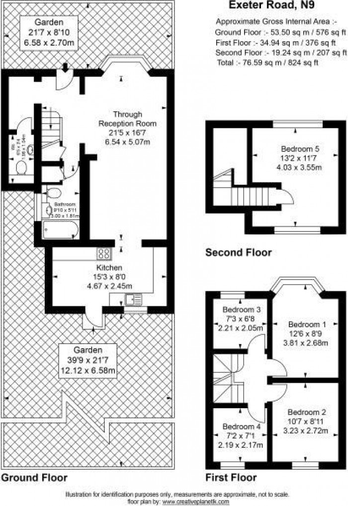 Floorplan for Exeter Road, Edmonton