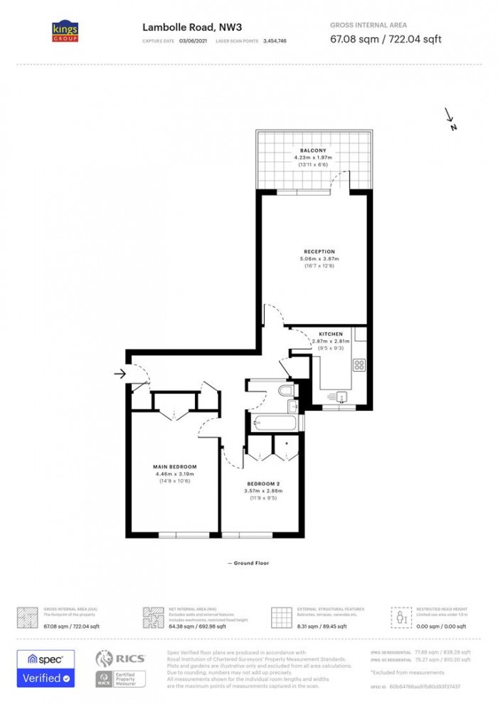 Floorplan for Lambolle Road, London