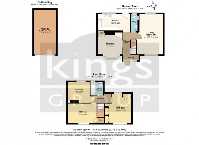 Floorplan for Aberdare Road, Enfield