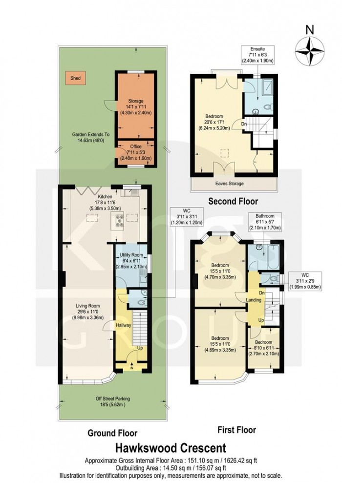 Floorplan for Hawkwood Crescent, Chingford