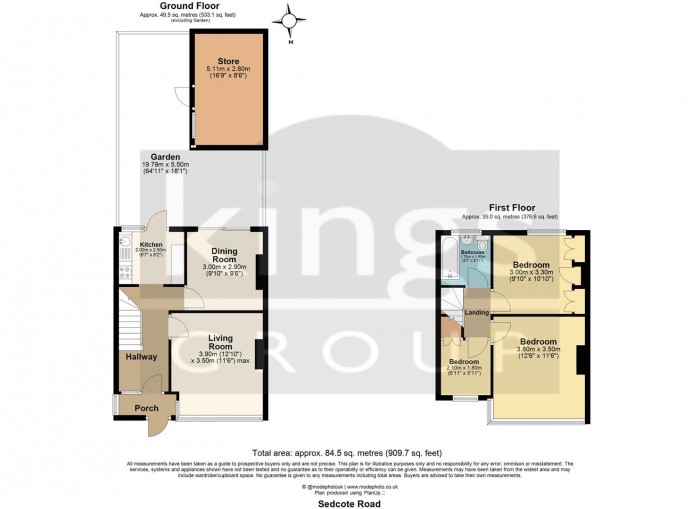 Floorplan for Sedcote Road, Enfield London
