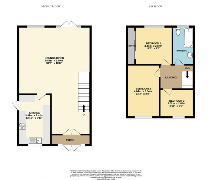 Floorplan for Oxford Close, Cheshunt
