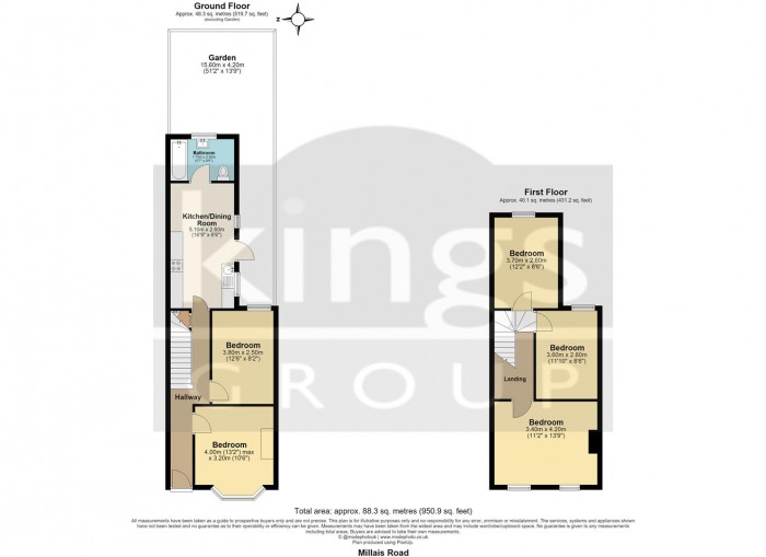 Floorplan for Millais Road, Enfield