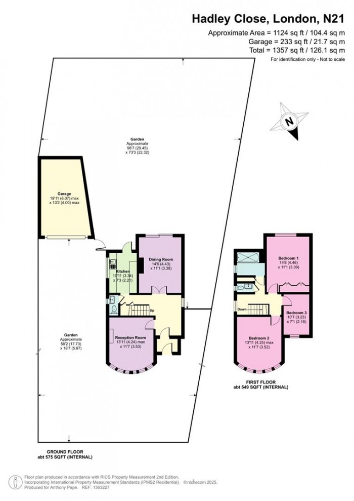 Floorplan for Hadley Close, London