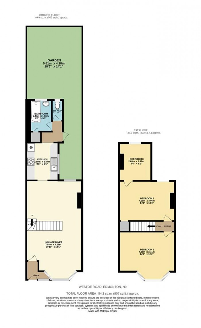 Floorplan for Westoe Road, Edmonton, N9